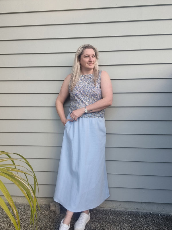 Molly Skirt - Blue light denim cotton