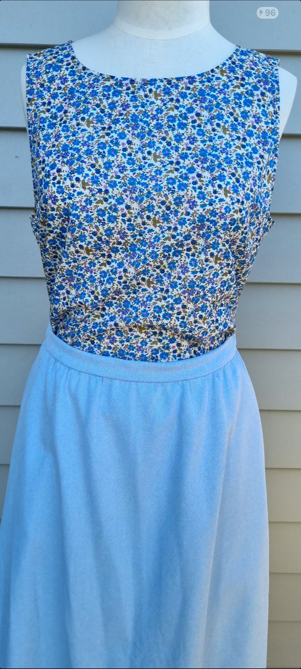 Jenny Top - Blue Ditzy Floral Cotton