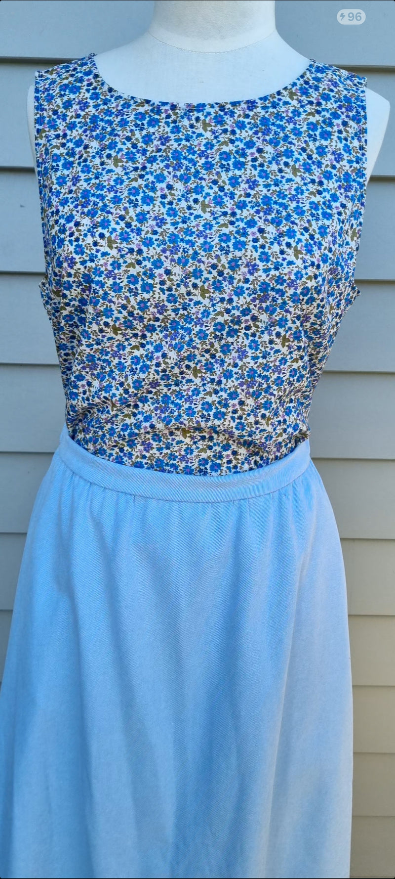 Jenny Top - Blue Ditzy Floral Cotton