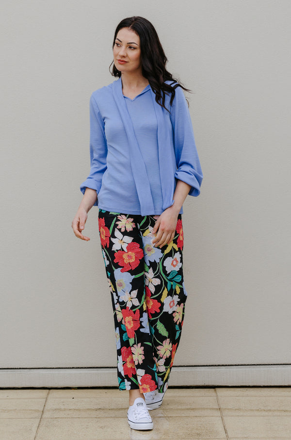 The Perfect Linen Pant - Black Floral