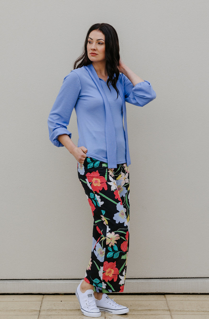 The Perfect Linen Pant - Black Floral